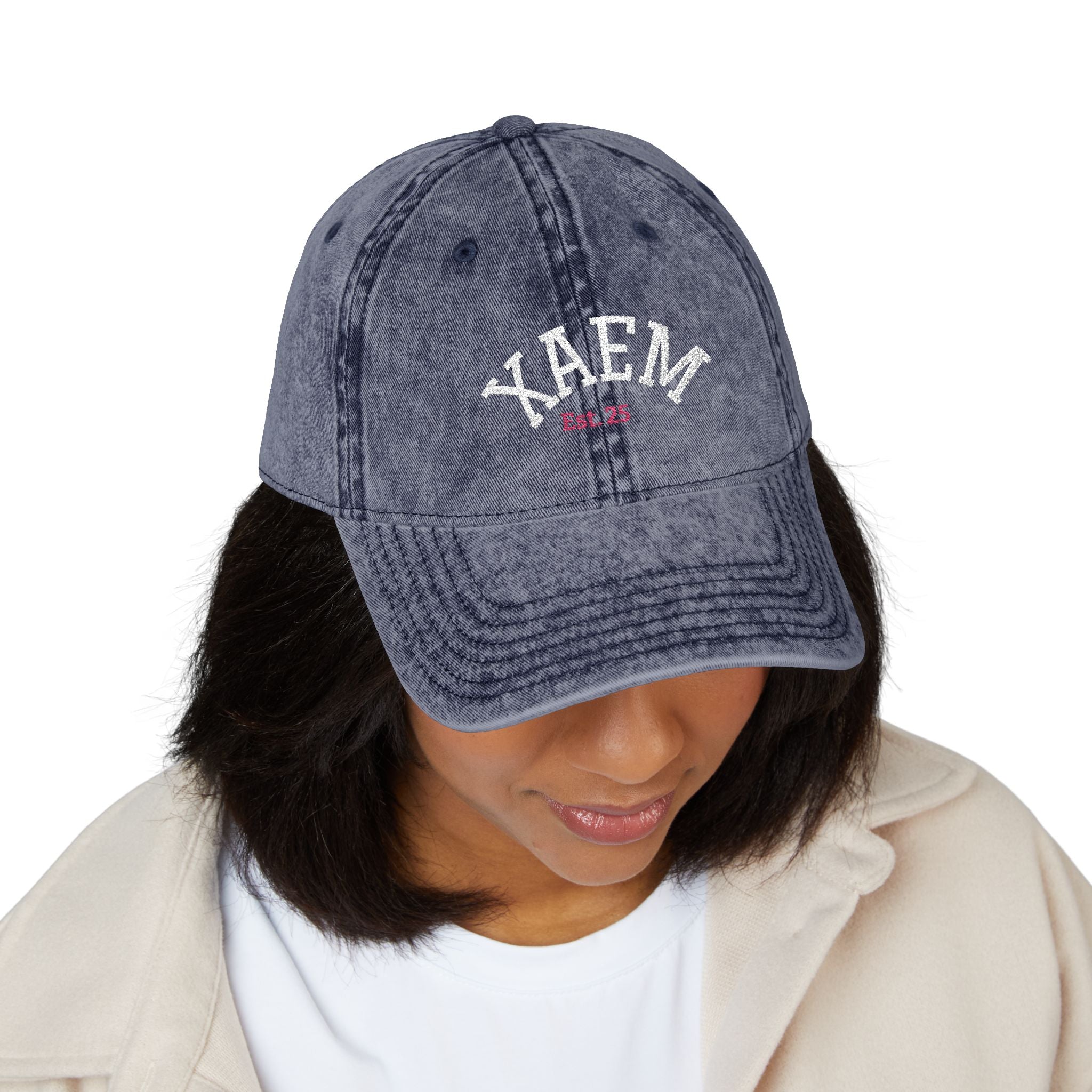 Vintage Embroidered Cap — Distressed Retro Baseball Hat
