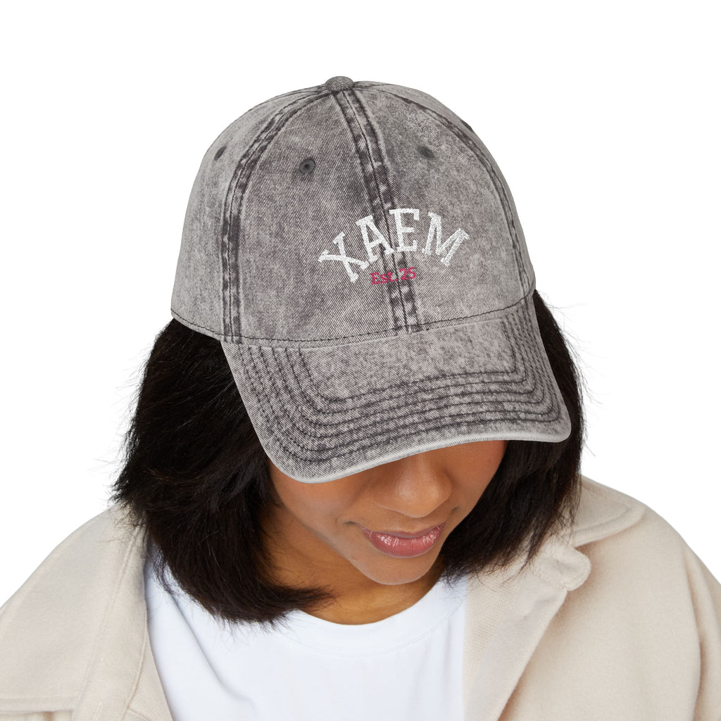 Vintage Embroidered Cap — Distressed Retro Baseball Hat