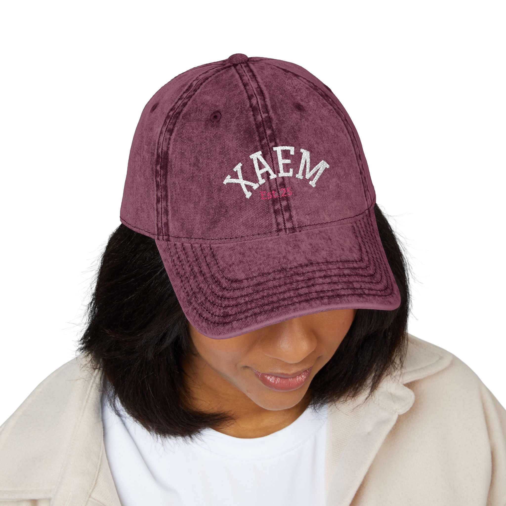 Vintage Embroidered Cap — Distressed Retro Baseball Hat